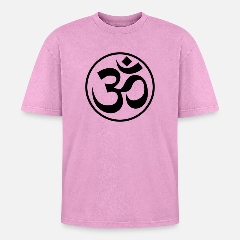 OM Zeichen GOA - Oversized Unisex Premium Acid-Washed T-Shirt - Pink Acid Wash