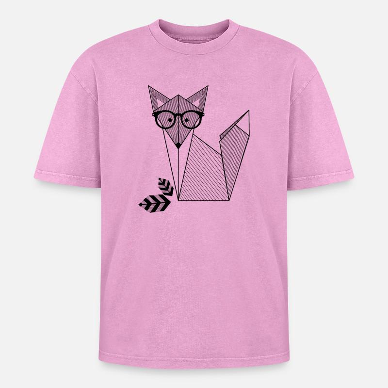 Fuchs mit Brille - Oversized Unisex Premium Acid-Washed T-Shirt - Pink Acid Wash