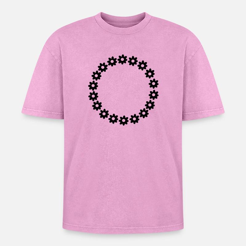 Une couronne de fleurs - T-shirt Premium unisexe oversize acid-washed - rose délavé acide