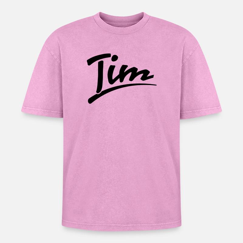 Tim | tim - Oversized Unisex Premium Acid-Washed T-Shirt - acid washed pink