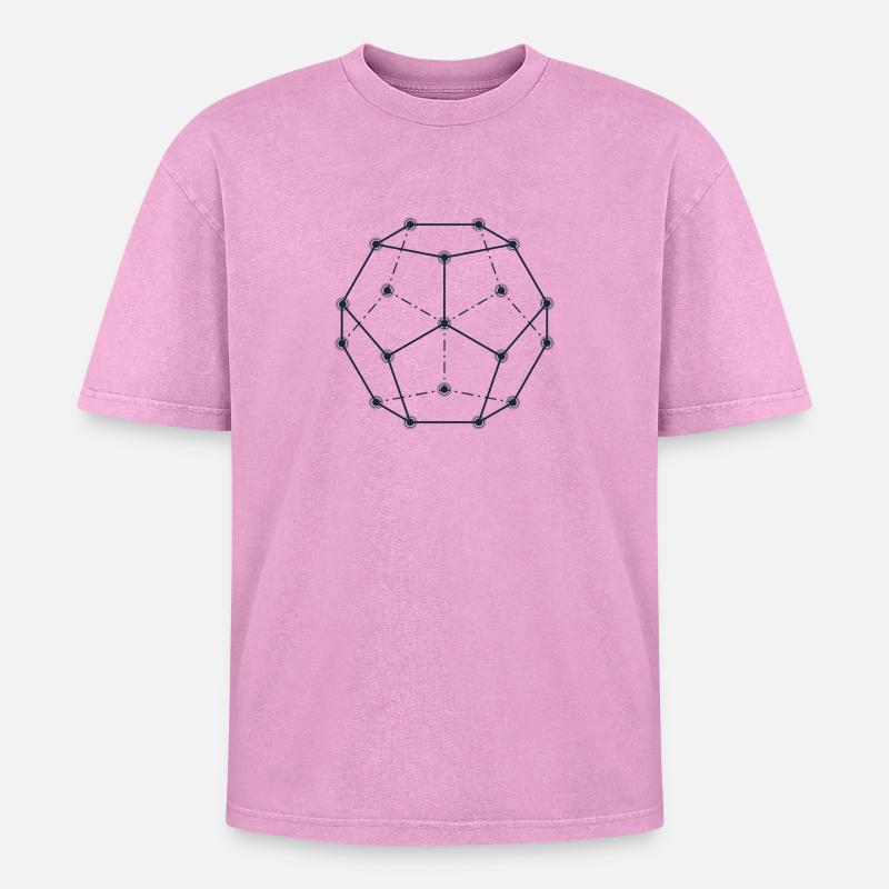 Geometric Constellation Pattern - Oversized Unisex Premium Acid-Washed T-Shirt - acid washed pink