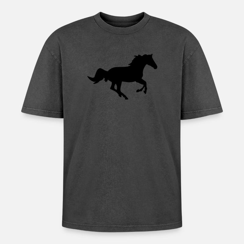 Ein Pferd. - Oversized Unisex Premium Acid-Washed T-Shirt - undefined