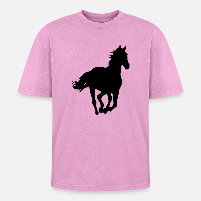 Ein Pferd. - Oversized Unisex Premium Acid-Washed T-Shirt - Pink Acid Wash