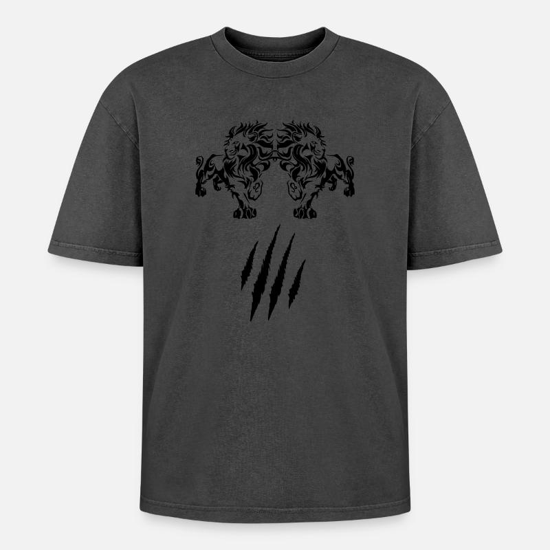 Löwe - Oversized Unisex Premium Acid-Washed T-Shirt - undefined