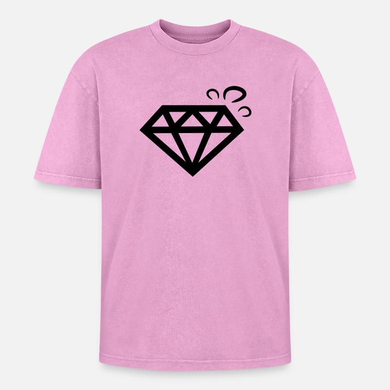 diamant diamond - Oversized Unisex Premium Acid-Washed T-Shirt - Pink Acid Wash