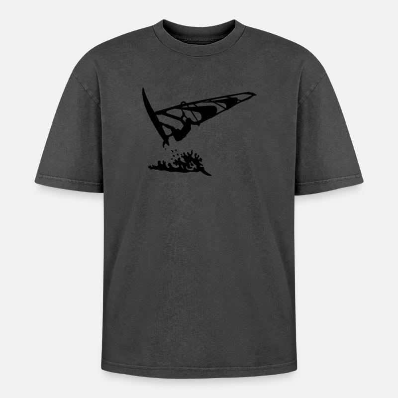 windsurfing - Oversized Unisex Premium Acid-Washed T-Shirt - acid washed pink