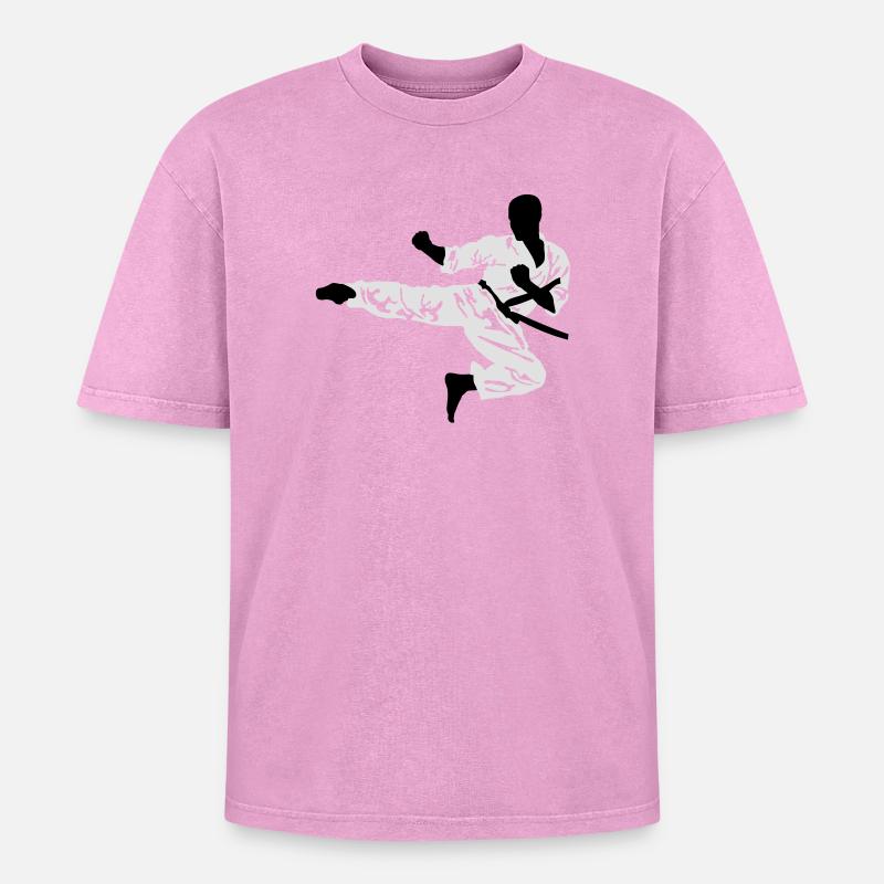 karate_3 - Oversized Unisex Premium Acid-Washed T-Shirt - acid washed pink