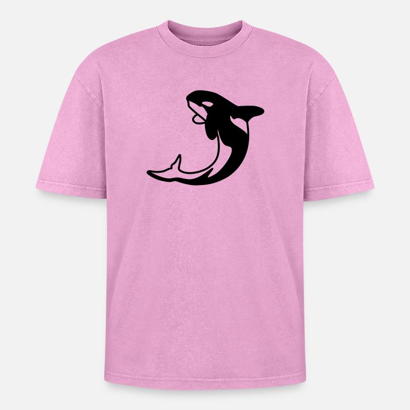 Orca - Killerwal - Oversized Unisex Premium Acid-Washed T-Shirt - acid washed pink