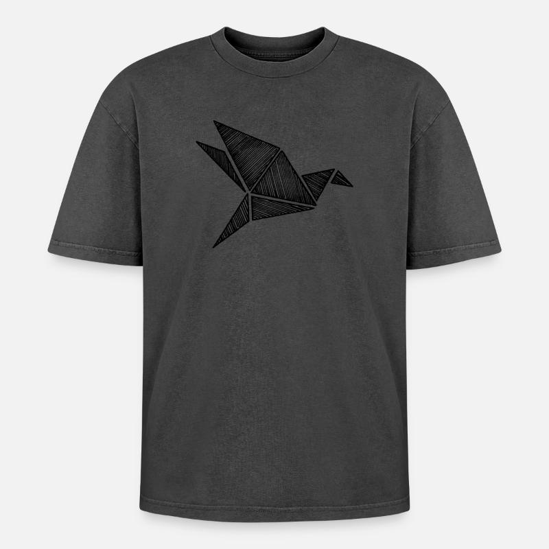 Origami Vogel - Oversized Unisex Premium Acid-Washed T-Shirt - Pink Acid Wash