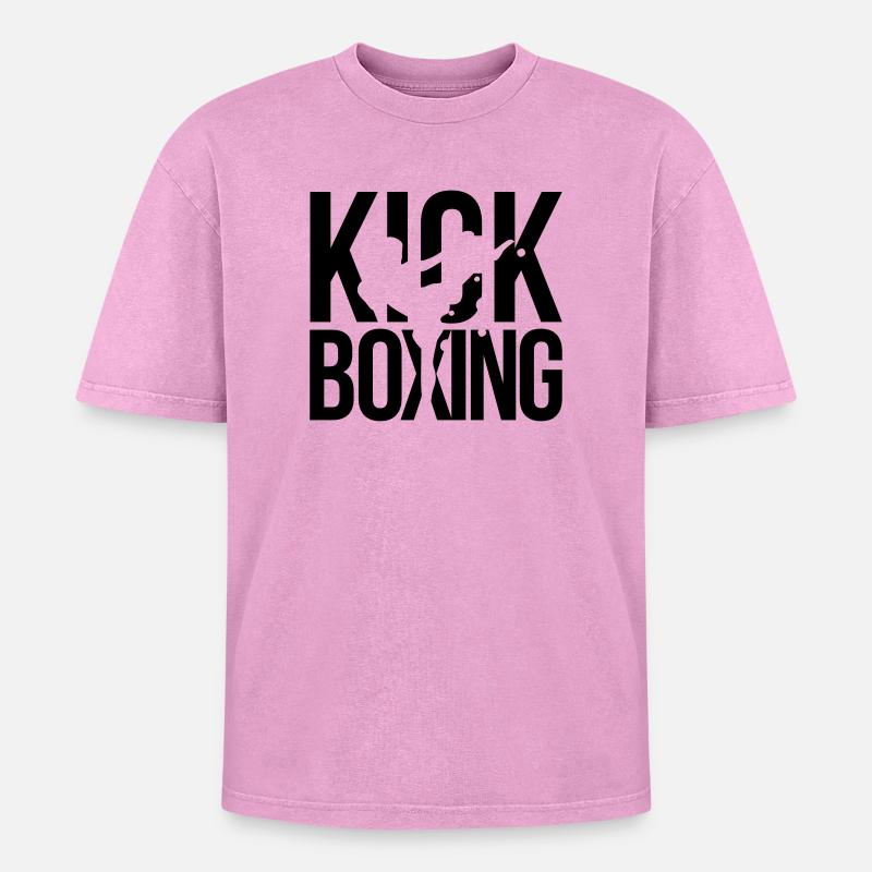 boxe kick boxing - T-shirt Premium unisexe oversize acid-washed - rose délavé acide