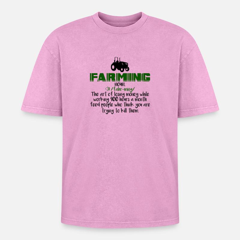 Farming Definition - Oversized Unisex Premium Acid-Washed T-Shirt - Pink Acid Wash