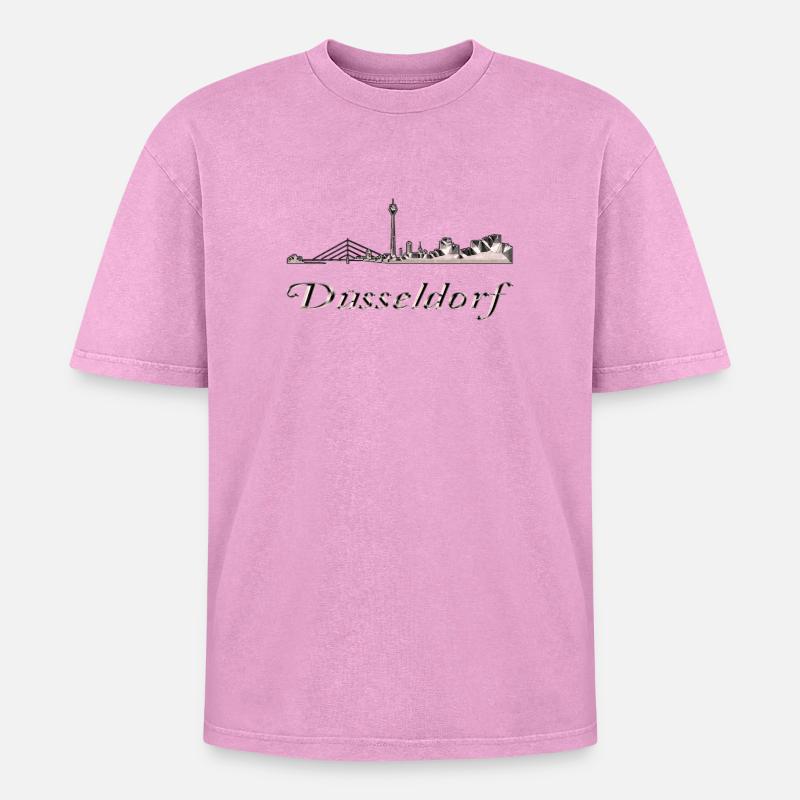 Dusseldorf - Oversized Unisex Premium Acid-Washed T-Shirt - acid washed pink