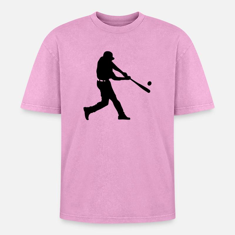 baseball player - Oversized Unisex Premium Acid-Washed T-Shirt - acid washed pink