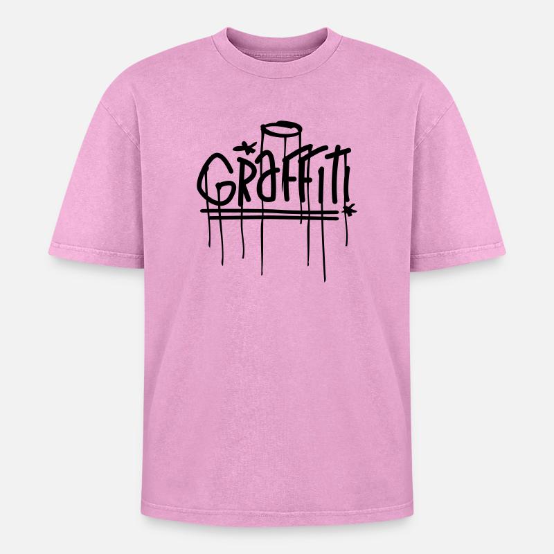 graffiti - T-shirt Premium unisexe oversize acid-washed - rose délavé acide