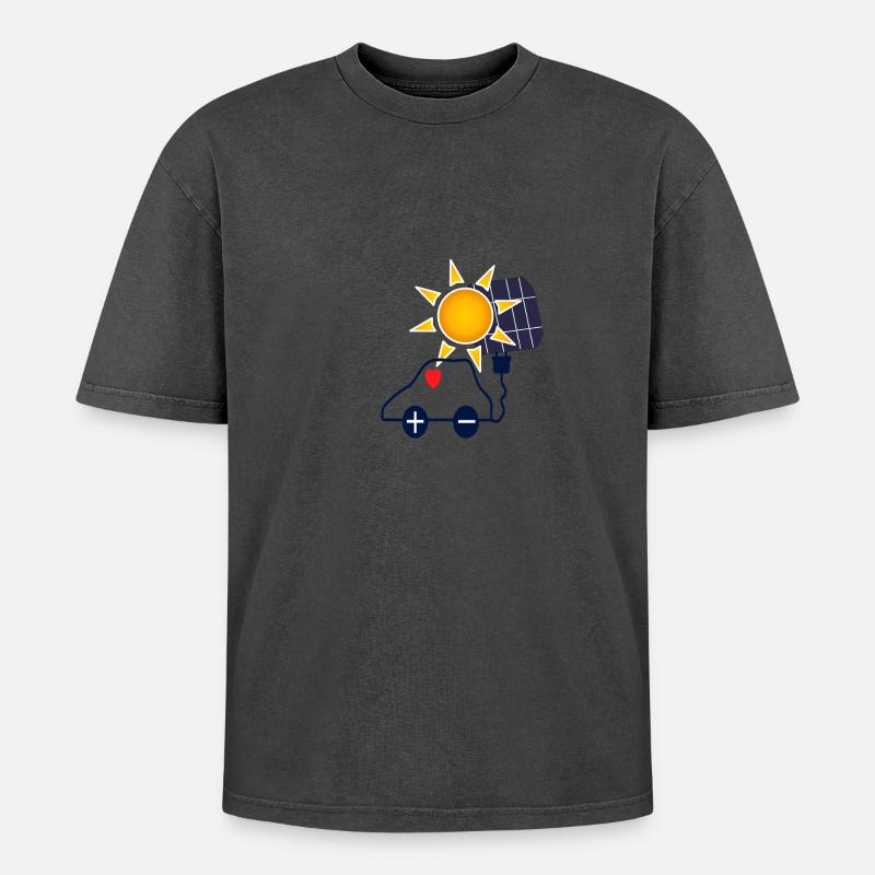 Sonnenkraft Auto mit Solarpanel - Oversized Unisex Premium Acid-Washed T-Shirt - undefined