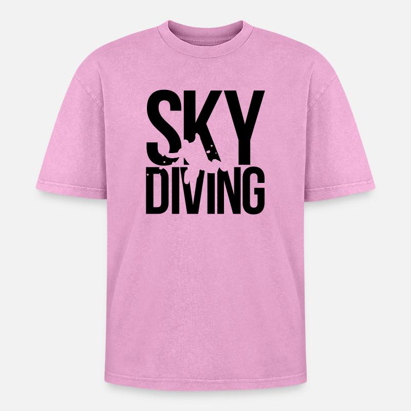 skydiving - Oversized Unisex Premium Acid-Washed T-Shirt - acid washed pink