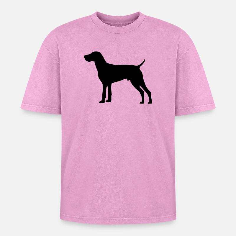 German Shorthaired Pointer - Oversized Unisex Premium Acid-Washed T-Shirt - acid washed pink