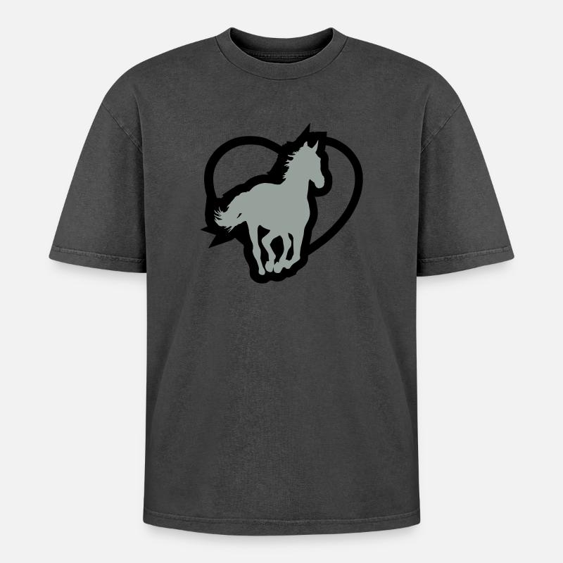 Ein pferd - Oversized Unisex Premium Acid-Washed T-Shirt - Pink Acid Wash