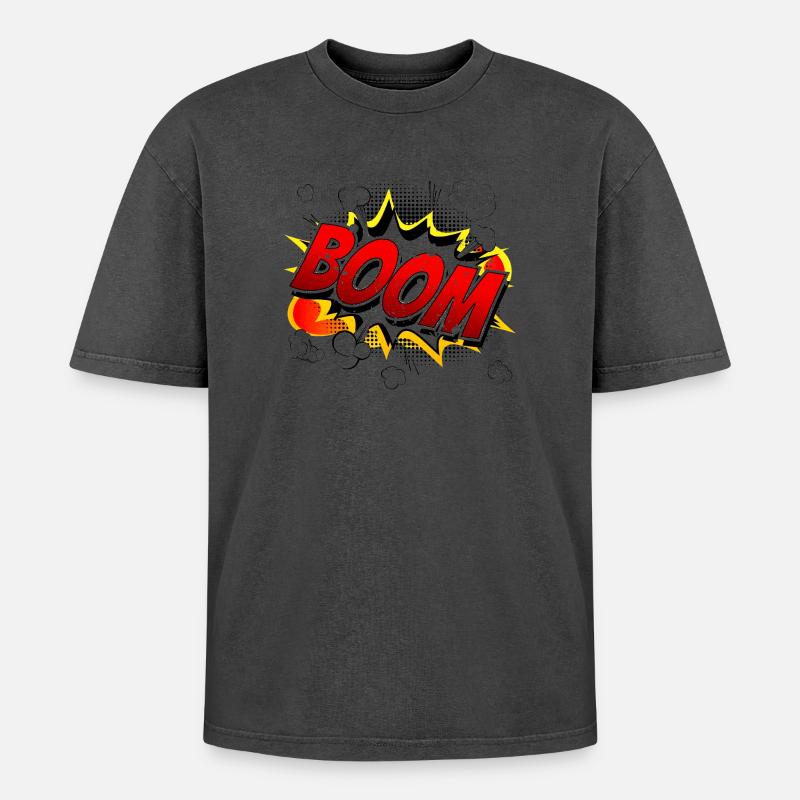 Boom Comic Grafik - Oversized Unisex Premium Acid-Washed T-Shirt - undefined