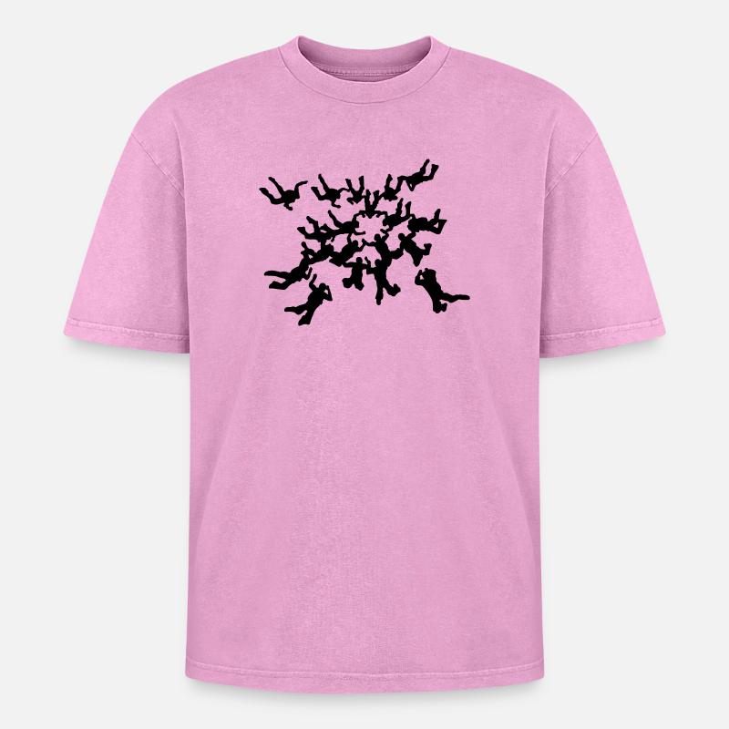 Skydiving - Oversized Unisex Premium Acid-Washed T-Shirt - acid washed pink