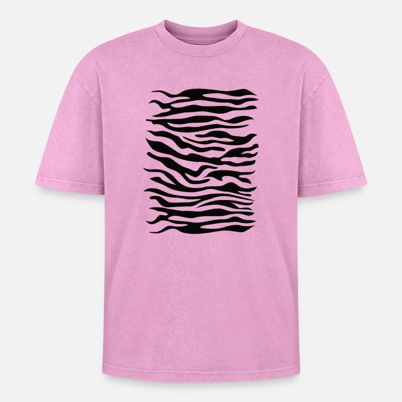 Zebra pattern black - Oversized Unisex Premium Acid-Washed T-Shirt - acid washed pink