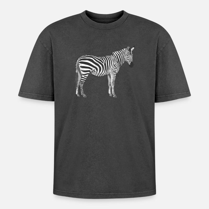 Zebra Streifen Kontrast Illustration - Oversized Unisex Premium Acid-Washed T-Shirt - undefined