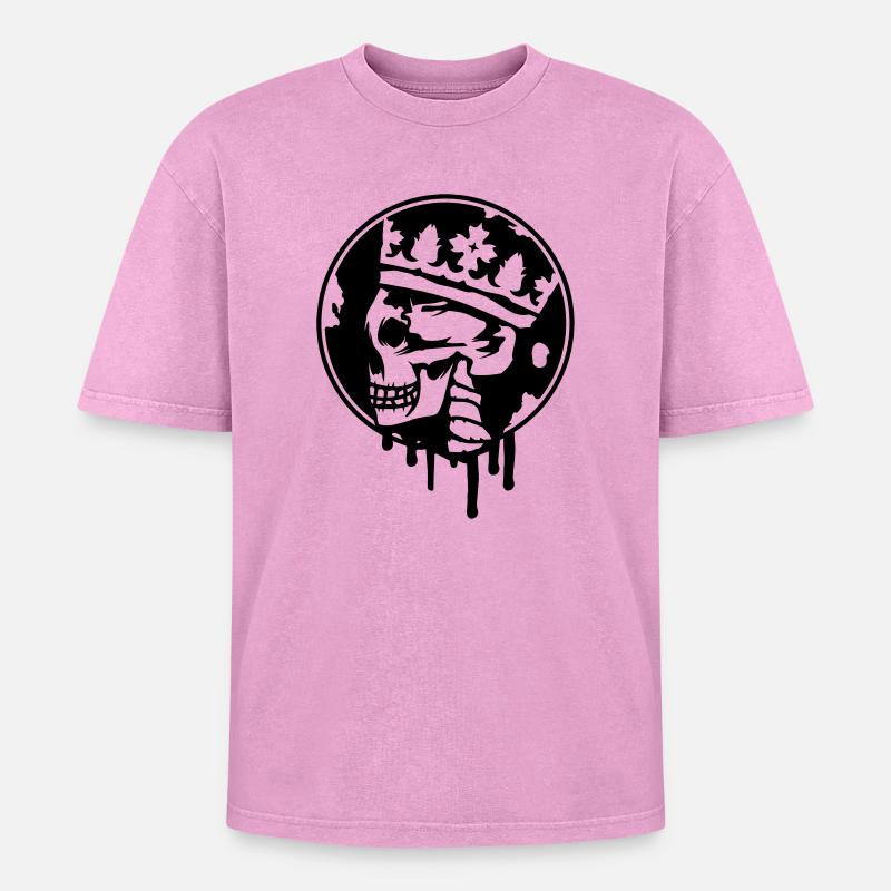 Skull with a crown - Oversized Unisex Premium Acid-Washed T-Shirt - acid washed pink