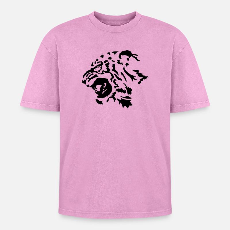 Tiger - Oversized Unisex Premium Acid-Washed T-Shirt - acid washed pink