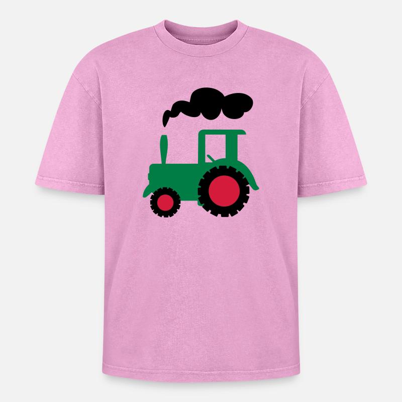 tractor - Oversized Unisex Premium Acid-Washed T-Shirt - acid washed pink