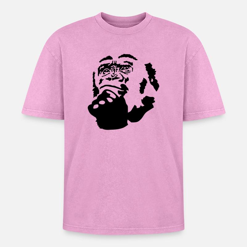 monkey - Oversized Unisex Premium Acid-Washed T-Shirt - acid washed pink