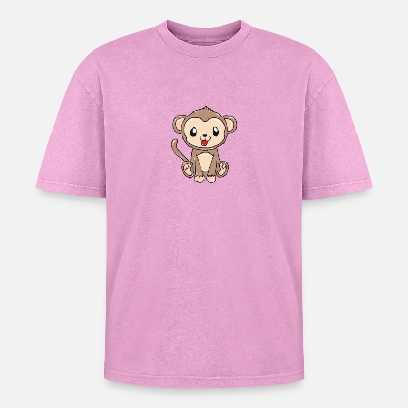 monkey - Oversized Unisex Premium Acid-Washed T-Shirt - acid washed pink