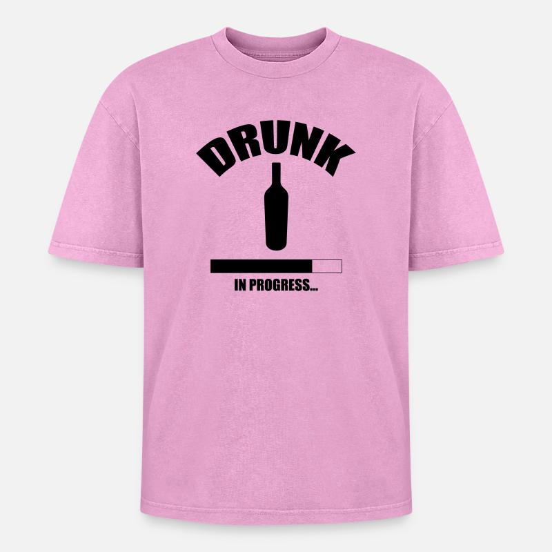 Drunk in progress... - T-shirt Premium unisexe oversize acid-washed - rose délavé acide