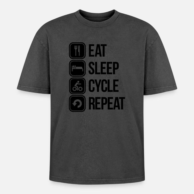 eat sleep cycle repeat - Oversized Unisex Premium Acid-Washed T-Shirt - undefined