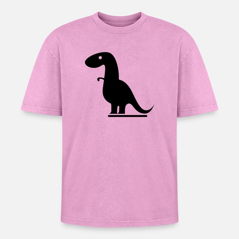 Dinosaurier - Oversized Unisex Premium Acid-Washed T-Shirt - Pink Acid Wash