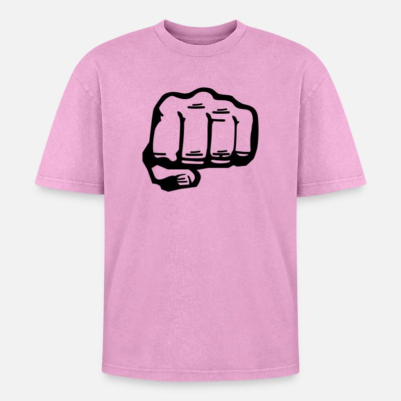 fist - Oversized Unisex Premium Acid-Washed T-Shirt - acid washed pink