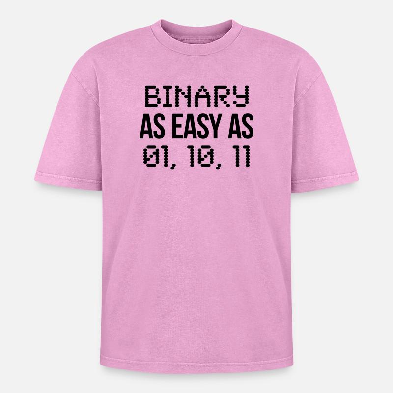 code binaire - T-shirt Premium unisexe oversize acid-washed - rose délavé acide