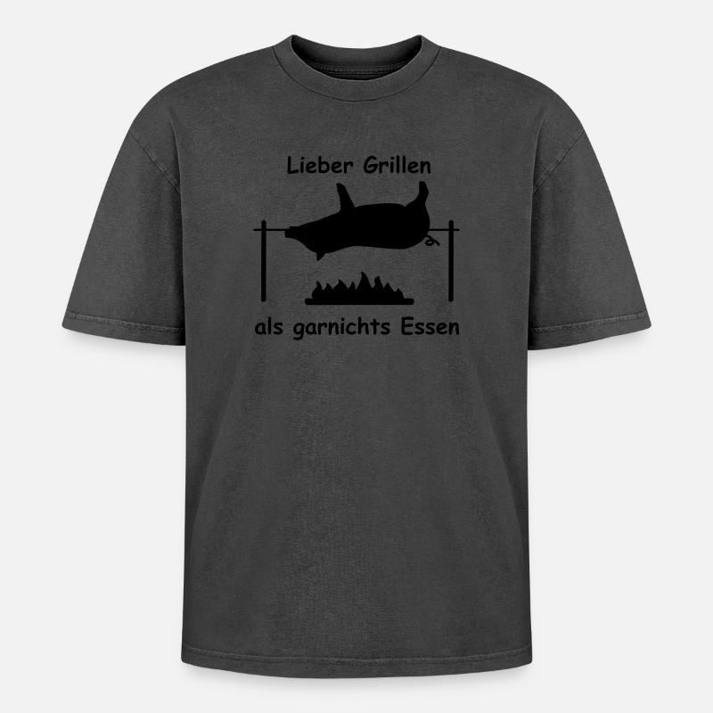 spanferkel grillen speise - Oversized Unisex Premium Acid-Washed T-Shirt - Pink Acid Wash