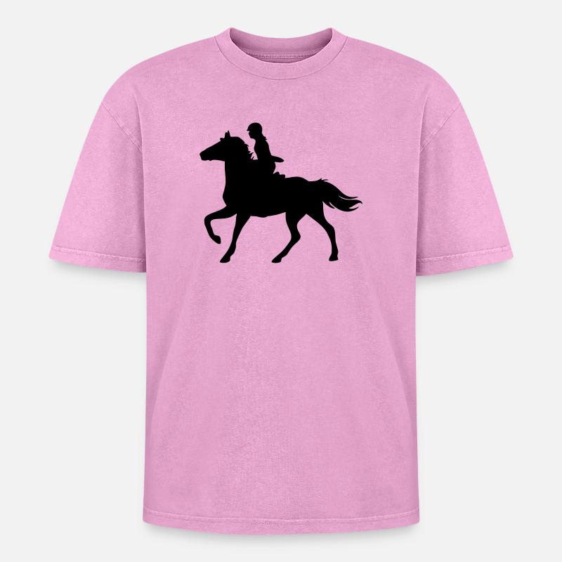 Mädchen mit Pferd - Oversized Unisex Premium Acid-Washed T-Shirt - Pink Acid Wash