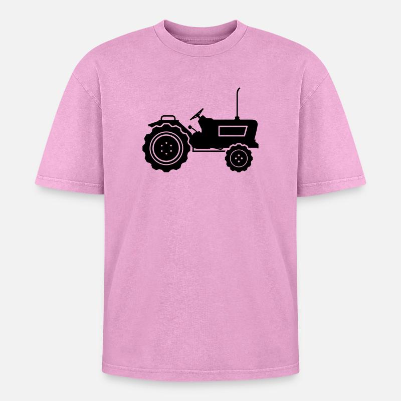 tractor - Oversized Unisex Premium Acid-Washed T-Shirt - acid washed pink