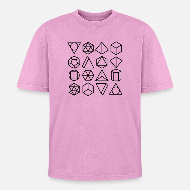 mathematical geometry - Oversized Unisex Premium Acid-Washed T-Shirt - acid washed pink