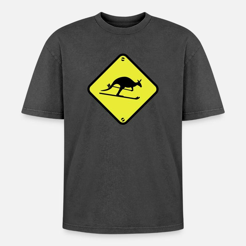 Ski Känguru - Oversized Unisex Premium Acid-Washed T-Shirt - undefined
