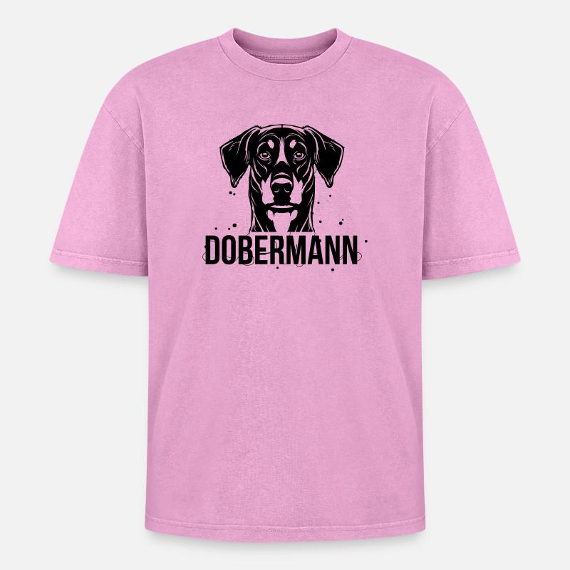 Dobermann - T-shirt Premium unisexe oversize acid-washed - rose délavé acide