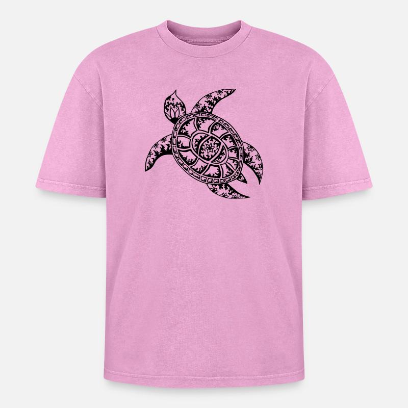 Turtle - Oversized Unisex Premium Acid-Washed T-Shirt - acid washed pink