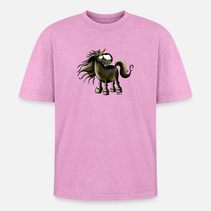 Fabel Pferd - Oversized Unisex Premium Acid-Washed T-Shirt - Pink Acid Wash
