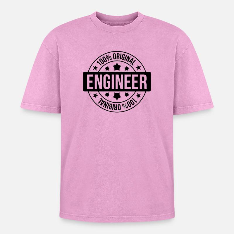 Engineer - Oversized Unisex Premium Acid-Washed T-Shirt - Pink Acid Wash