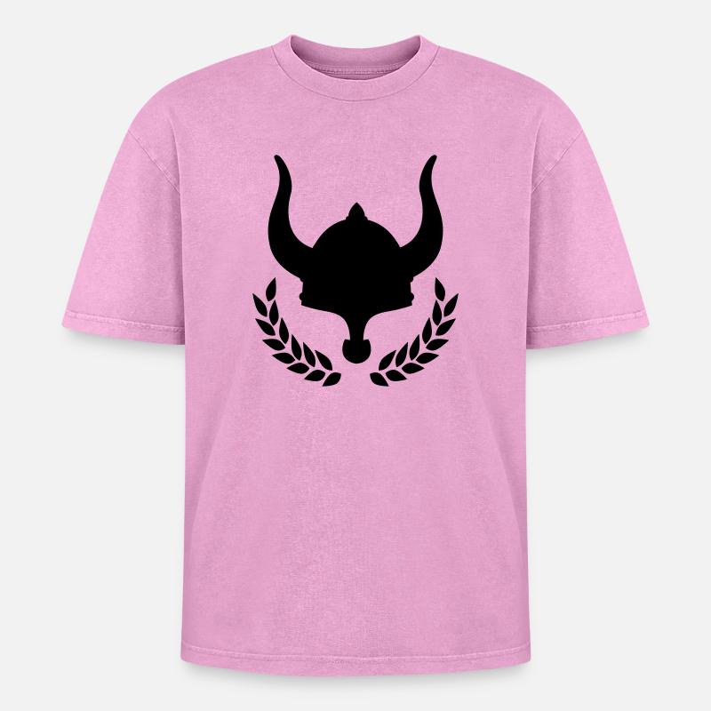 vikings - Oversized Unisex Premium Acid-Washed T-Shirt - acid washed pink