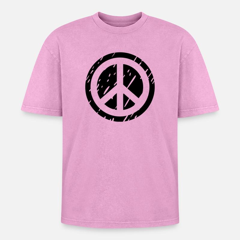 peace - Oversized Unisex Premium Acid-Washed T-Shirt - acid washed pink