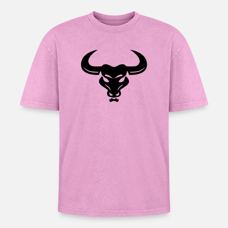 Stier - Oversized Unisex Premium Acid-Washed T-Shirt - Pink Acid Wash