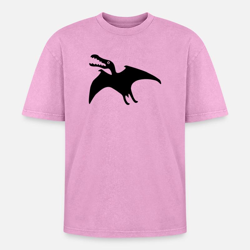 dinosaur - Oversized Unisex Premium Acid-Washed T-Shirt - acid washed pink