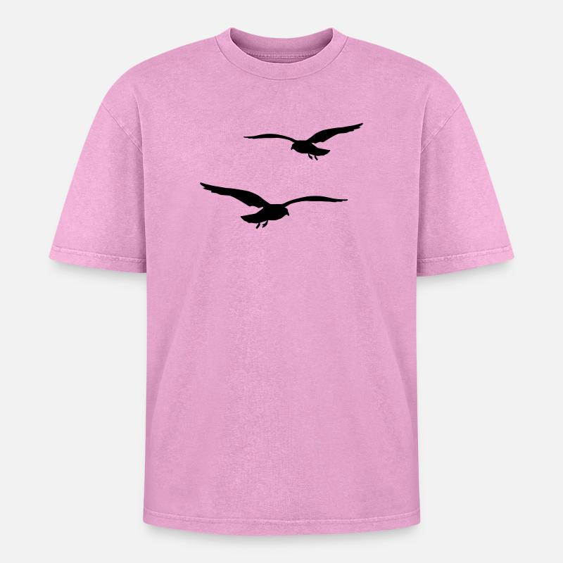 gull - Oversized Unisex Premium Acid-Washed T-Shirt - acid washed pink